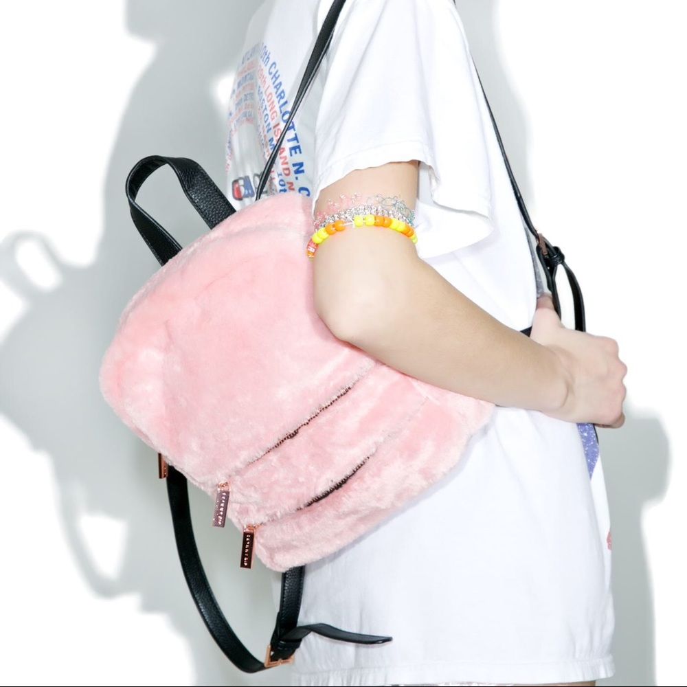 Skinnydip London Molly Pink Faux Fur Backpack